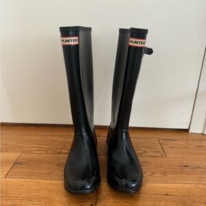 Hunter Rain Boots, tall, black, size us 7 women’s